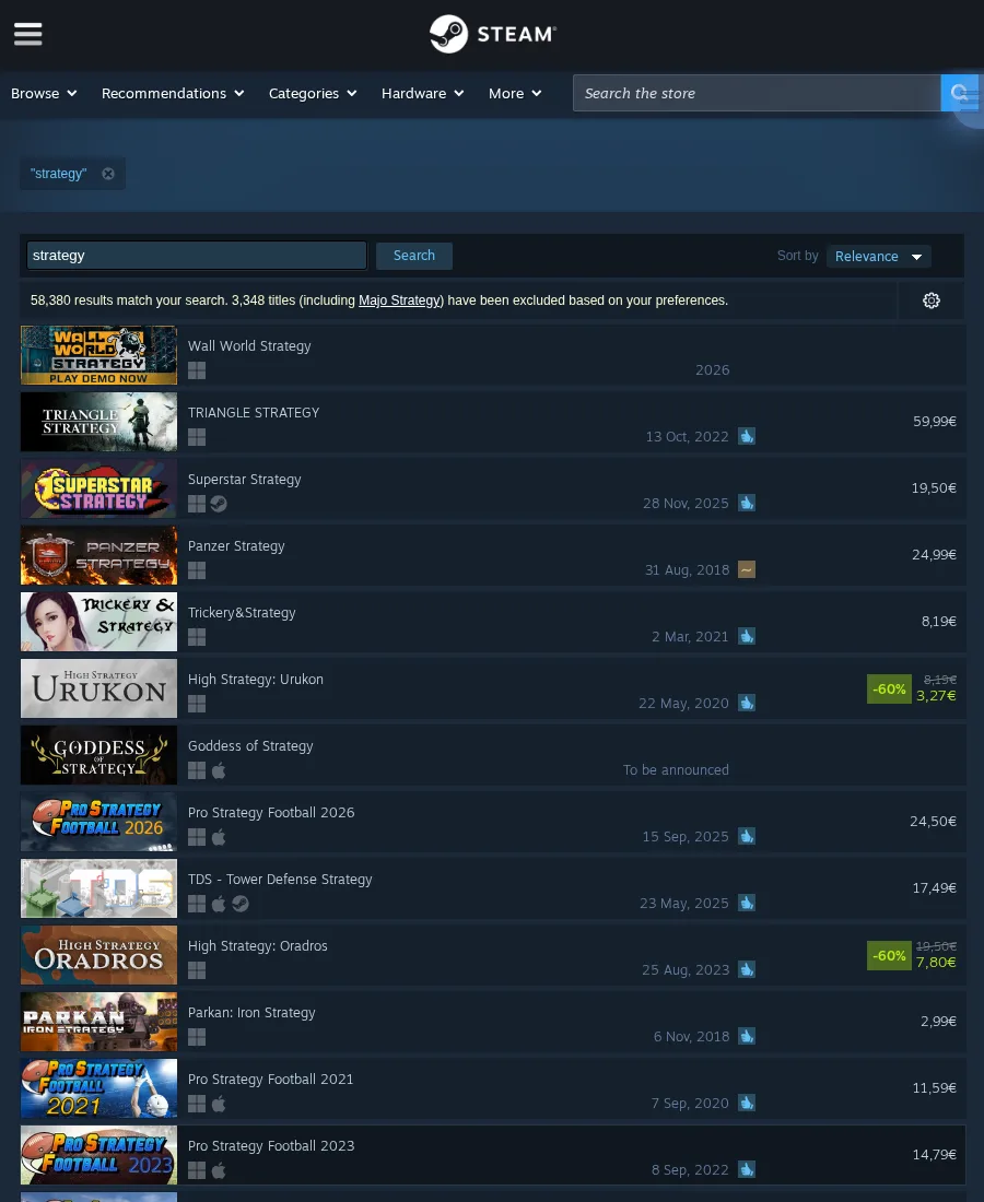 Screenshot of Steam marketplace search results ready for CSV export